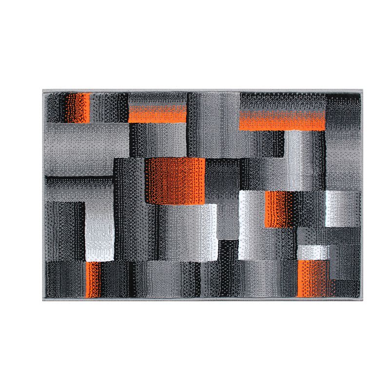 Masada Rugs Masada Rugs Trendz Collection 2'x3' Modern Contemporary Area Rug in Orange， Gray and Black-Design Trz861