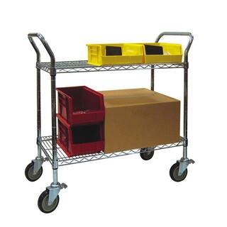 Storage Concepts 2-Shelf Steel Wire Service Cart in Chrome - 39 in H x 36 in W x 18 in D WCD2-1836