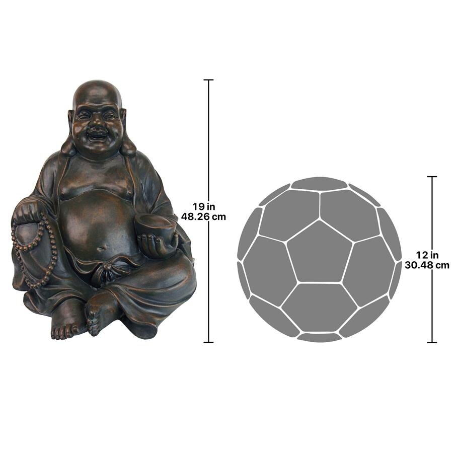 Design Toscano AL38249 Laughing Buddha Happy Hotei Asian Garden Statue  Verdigris   Medium