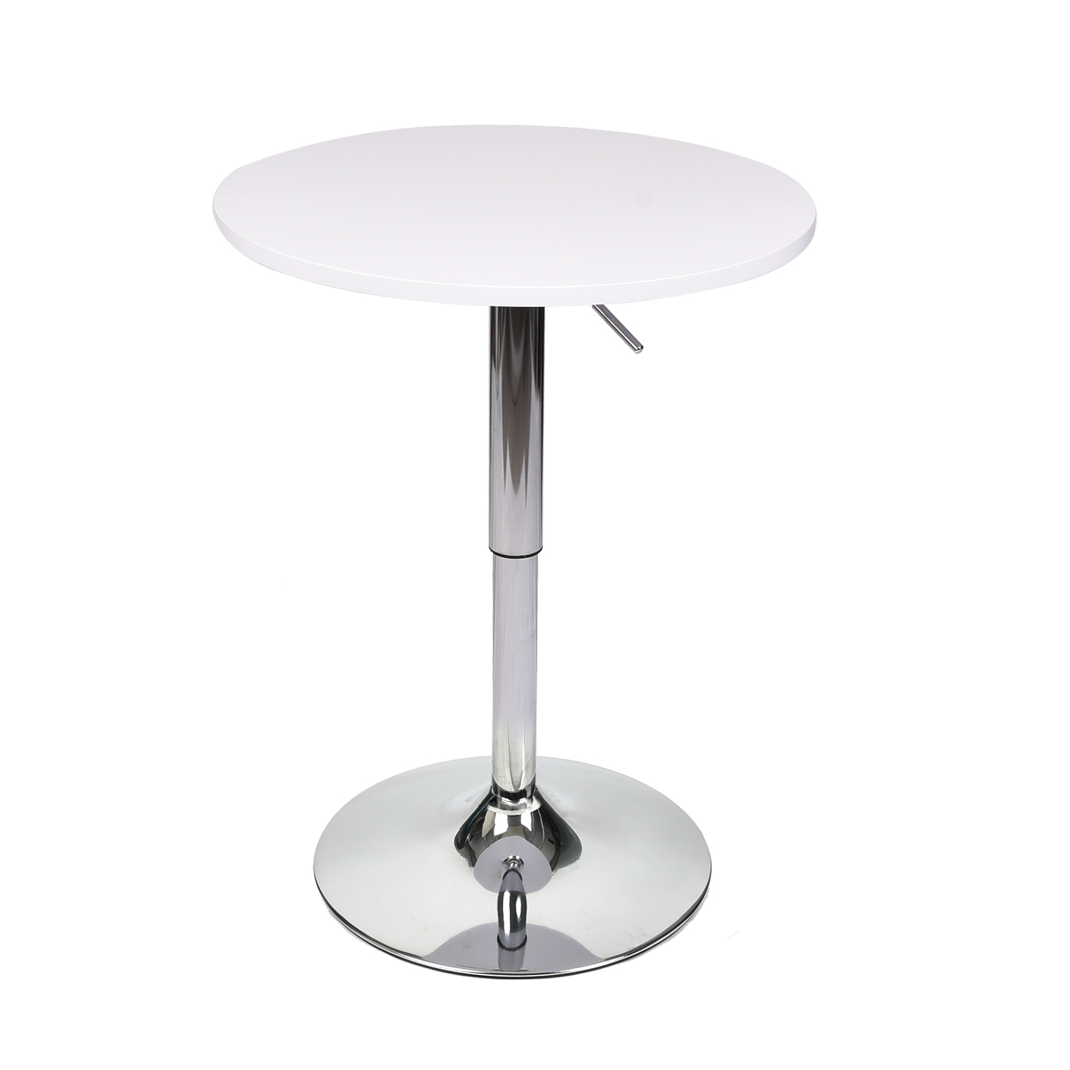 Elecwish 35 Inches Height Modern Round Bar Table Adjustable Height Chrome Metal and Wood Cocktail Dinner Pub Table MDF Top 360° Swivel Furniture， White