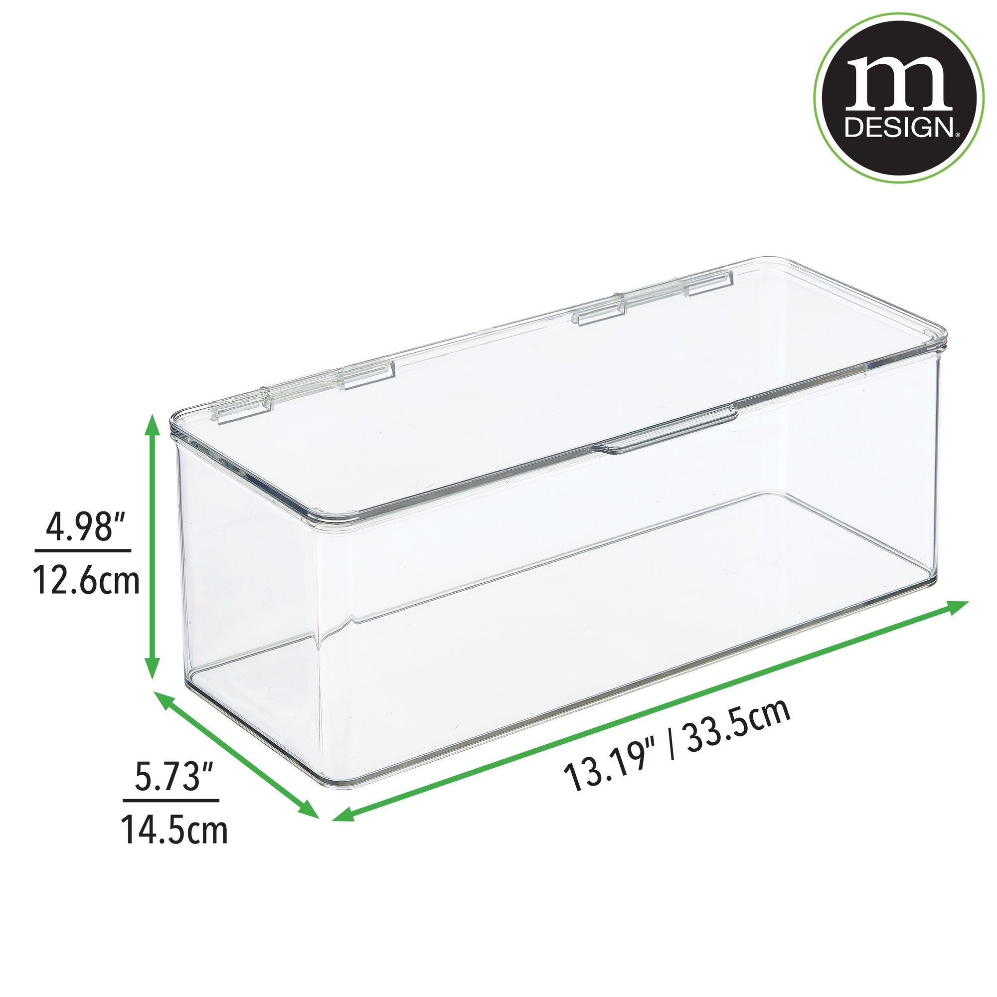 mDesign Stackable Plastic Kitchen Pantry Cabinet/Refrigerator Food Storage Container Box with Lid - Organizer for Packets, Snacks, Produce, Pasta - 4 Pack - Clear