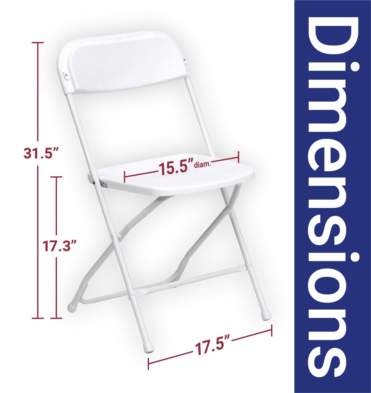 TentandTable Plastic Folding Chairs, White, 50 Pack