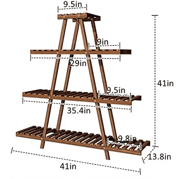 Magshion 4 Tier Pine Wood Plant Stand Indoor Outdoor Multi Tiered Tall Planters Flower Pot Shelves Display Rack Holder