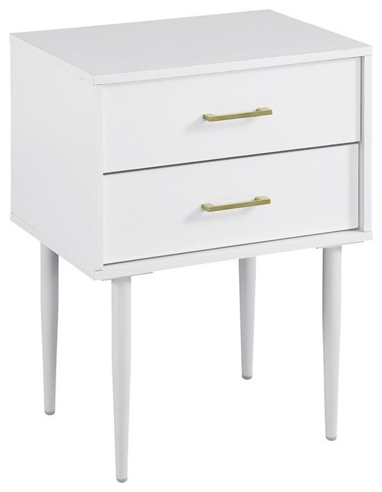 Pemberly Row 20 quotTwo Drawer Side Table in Black   Midcentury   Side Tables And End Tables   by Homesquare  Houzz