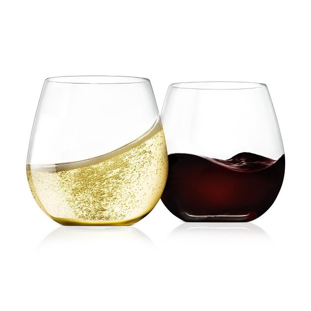 Nutrichef 2 Pcs Of Crystal clear Stemless Wine Glass Ultra Clear And Thin Elegant Clear Wine Glasses Hand Blown