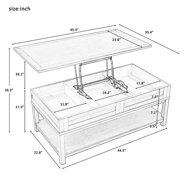 Lift Top Coffee Table with Inner Storage Space