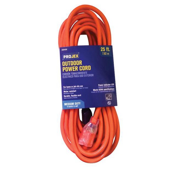 Projex Indoor Or Outdoor 25 Ft L Orange Extension Cord 14 3 Sjtw