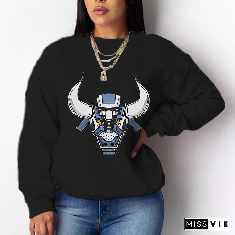 Fleece Long Sleeve O Neck Loose Sweatshirt