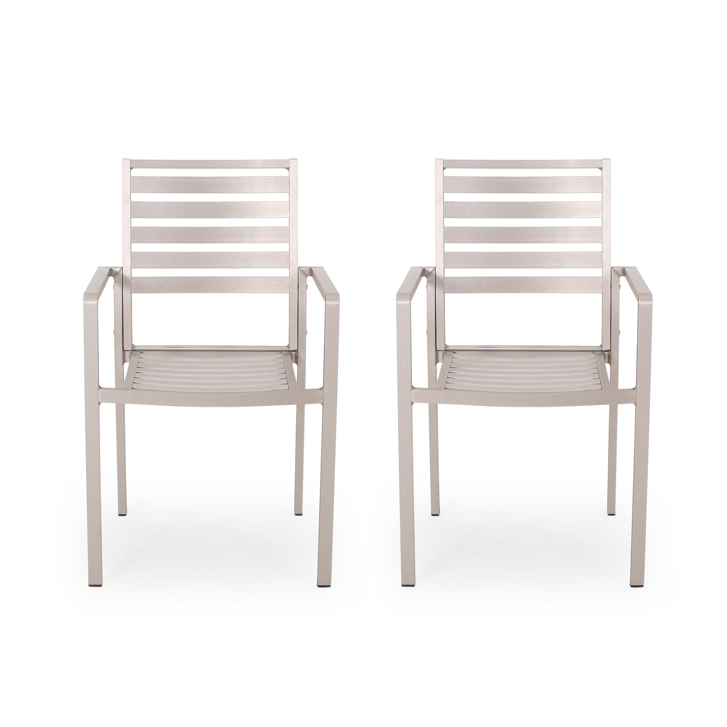 Cherie Outdoor Modern Aluminum Dining Chair (Set of 2)