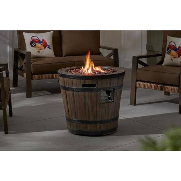 Hampton Bay 27 in. W x 24 in. H Round Barrel Fire Table FP21557-M