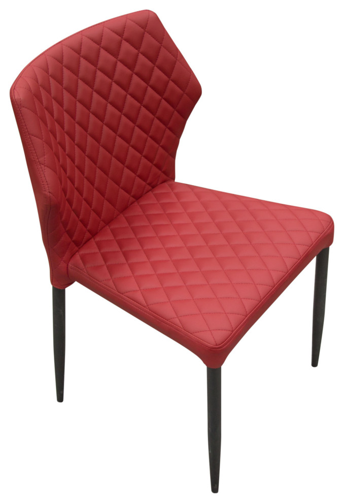 Set of 4 Contemporary Red Stacking Dining Chairs Tufted Leather  Set of 4   Midcentury   Dining Chairs   by Sideboards and Things  Houzz