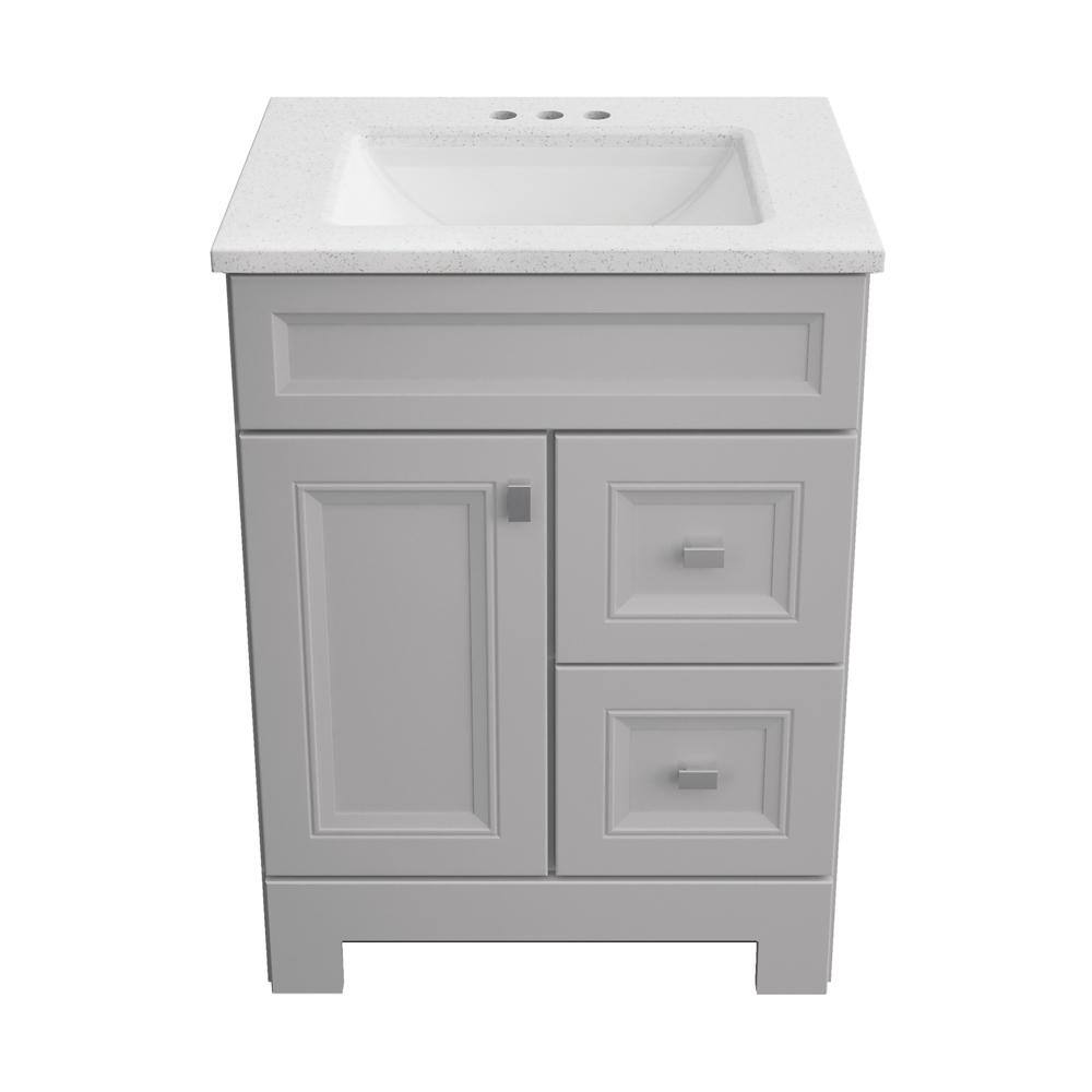 Home Decorators Collection Sedgewood 24.5 in. W x 18.8 in. D x 34.4 in. H Freestanding Bath Vanity in Dove Gray with Arctic Solid Surface Top PPLNKDVR24D