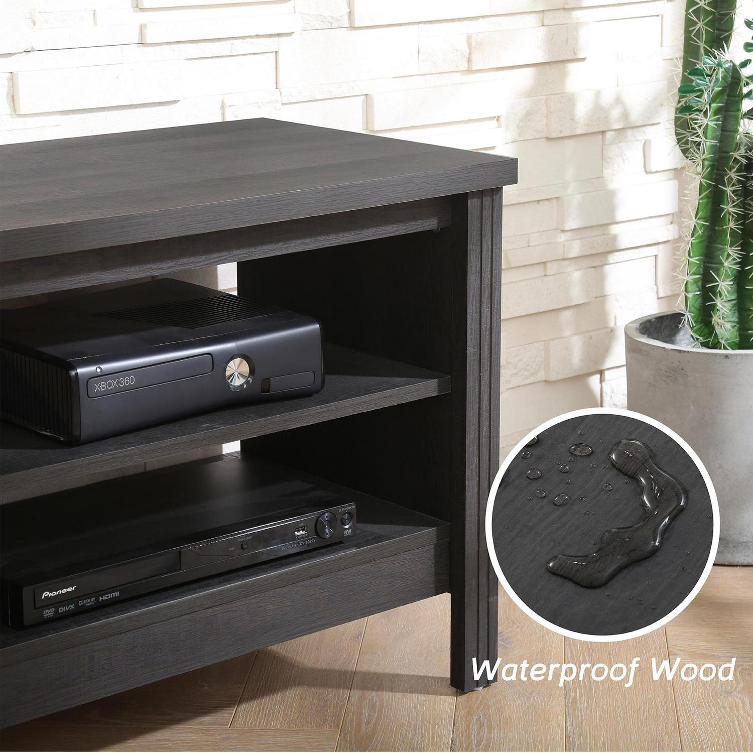 Wampat 75 inch Wood TV Stand Black Media Console Cabinet Black  Crowdfused