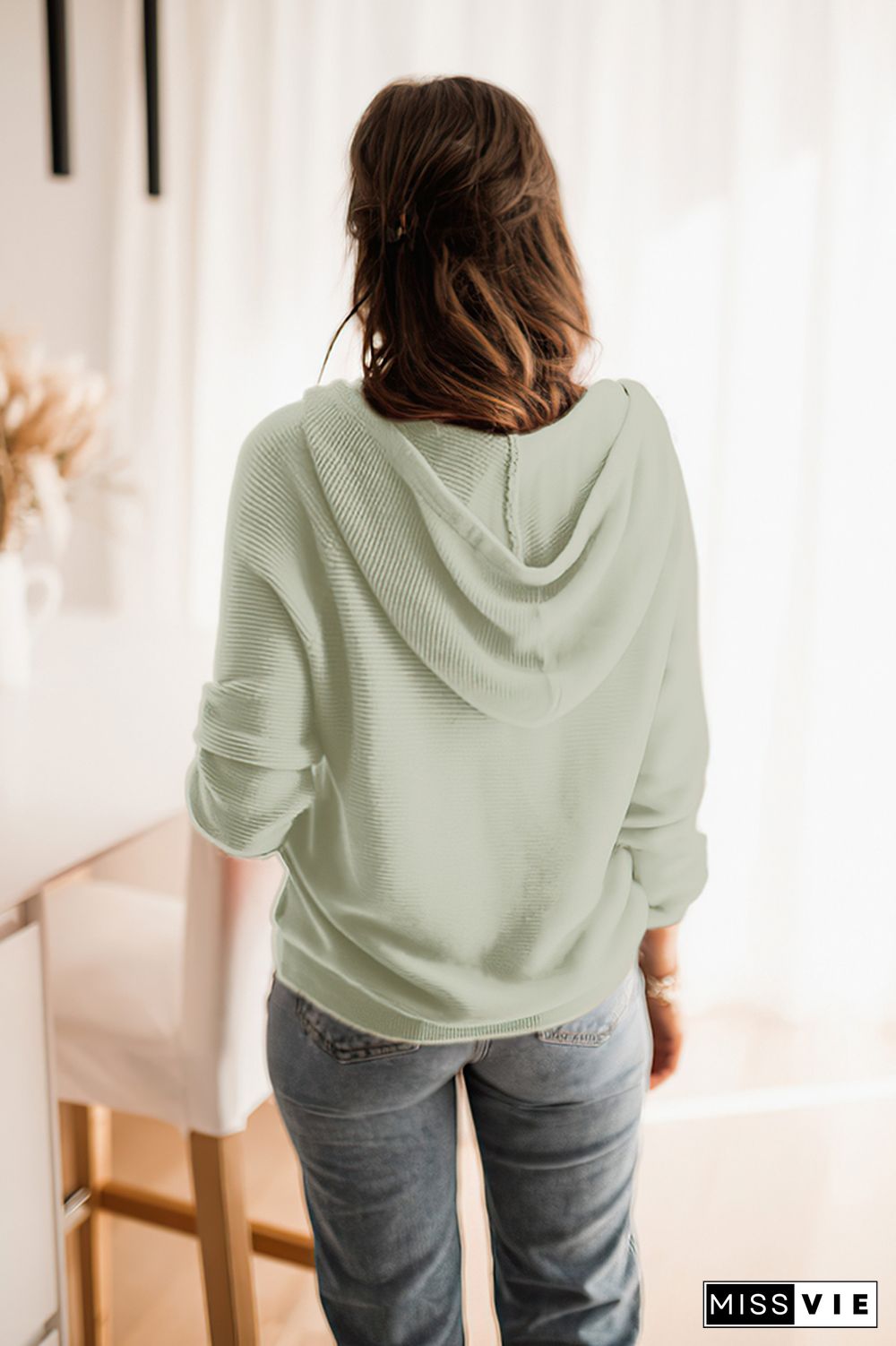 Drawstring Sweater with Buttons Pullover Hoodies Women Wholesale