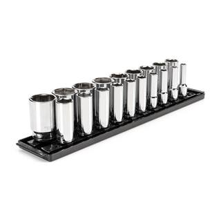 TEKTON 12 in. Drive Deep 6-Point Socket Set (19-Piece) (38 - 1-12 in.) with Rails SHD92123