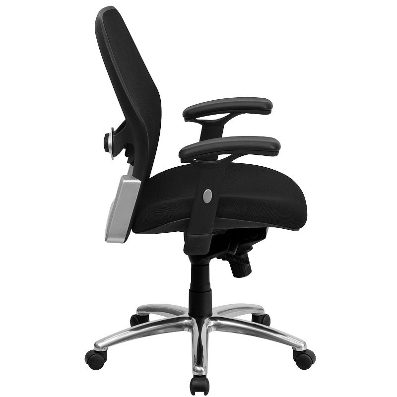 Emma and Oliver Mid-Back Black Mesh Executive Office Chair with Knee Tilt and Adjustable Lumbar and Arms