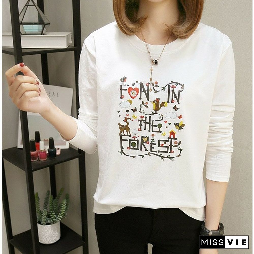 Christmas Gift Poleras Mujer Harajuku T Shirt Women Long Sleeve Autumn Winter T-Shirt Plus Size Tshirt Woman Tee Shirt Femme Khaki Blue