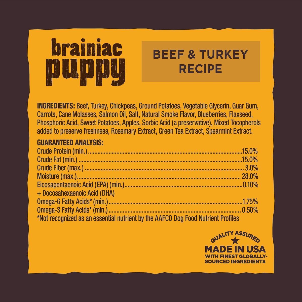 Wellness Brainiac Puppy Beef and Turkey Soft Training Dog Treats， 3-oz bag