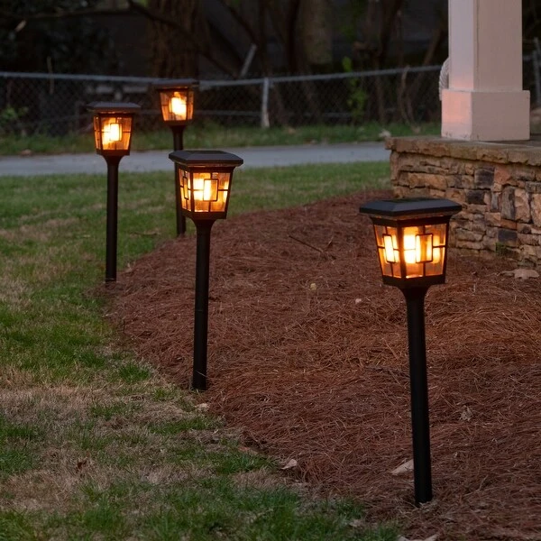 Multi-Purpose Solar Path Light with Flame Bulb - 4PK