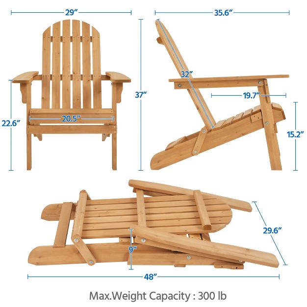 Yaheetech 2 piece Folding Adirondack Chair Solid Wood Outside Chair