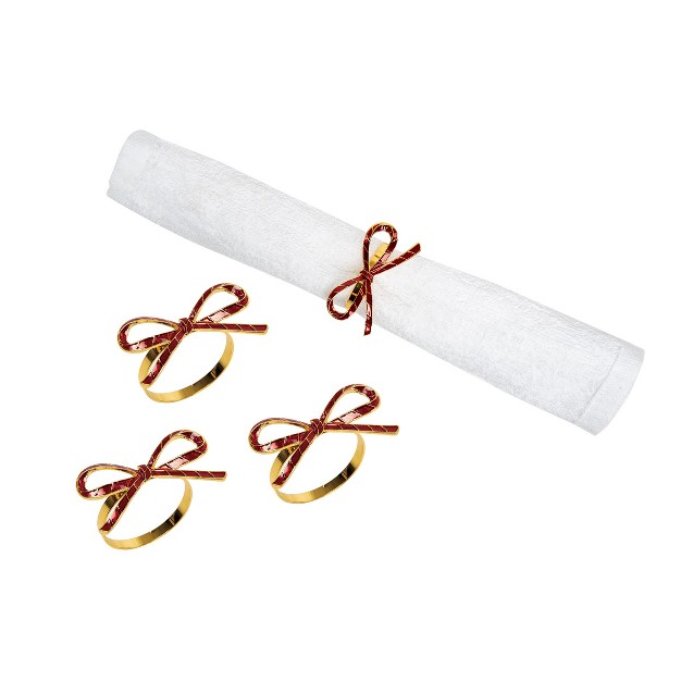 C amp f Home Red Ribbon Napkin Ring S 4