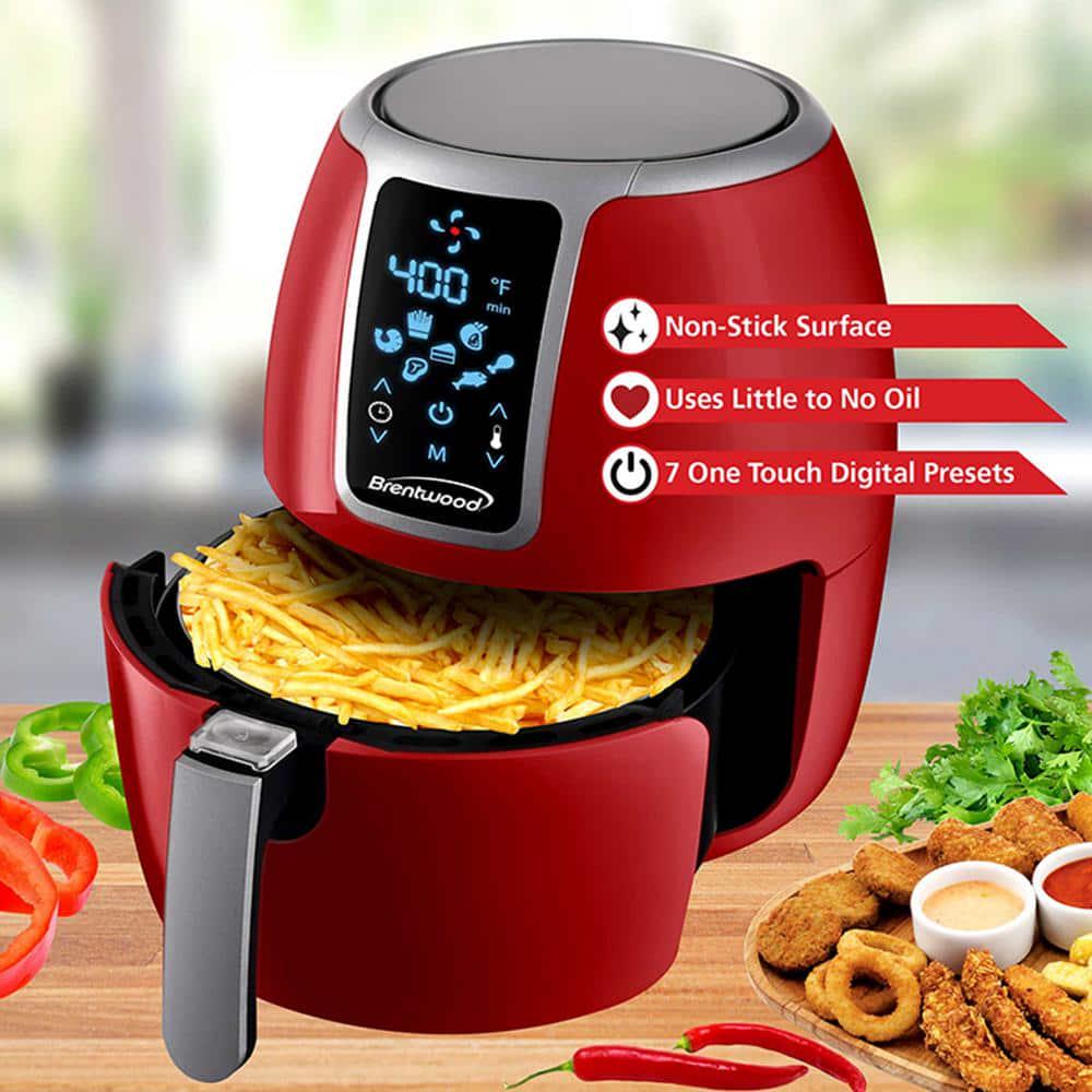 Brentwood Small 1400Watt 4 qtRed Electric Digital Air Fryer with Temperature Control