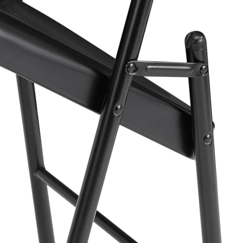 National Public Seating Black Metal Stackable Folding Chair (Set of 4) 910