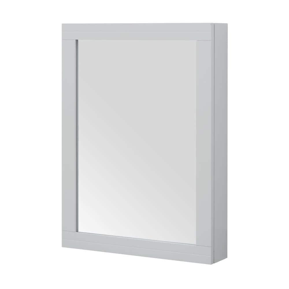 Home Decorators Collection Sturgess 24 in W x 32 in H Rectangular Dove Gray Wood Framed Surface Mount Medicine Cabinet with Mirror