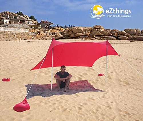 EZthings Sun shade Protection Beach Tents - Lightweight Tent Canopy with Sandbag Anchors (Royal Blue， 8.2 ft x 5 ft - 5.4 ft Tall)