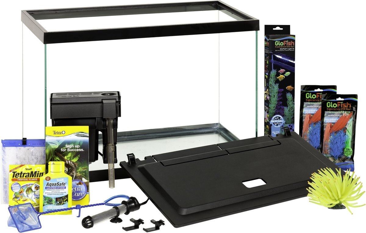 GloFish Decor Heater and Filter Aquarium Kit with LED Lights， 20-gal