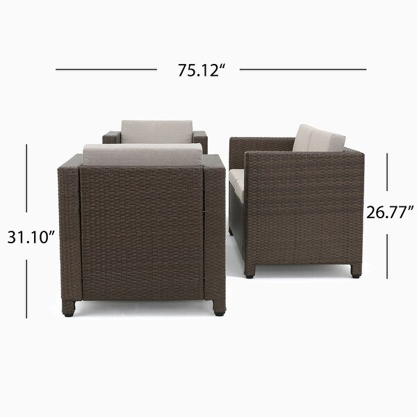 4 Pieces Wicker Outdoor Sofa Set with Cushions - Overstock - 37475797