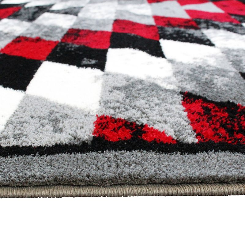 Masada Rugs Masada Rugs Stephanie Collection 5'x7' Area Rug with Distressed Southwest Native American Design 1106 in Red， Gray， Black and White