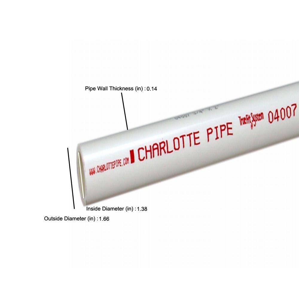 Charlotte Pipe 1-14 in. x 2 ft. PVC DWV Sch. 40 Pipe PVC 07100  0200