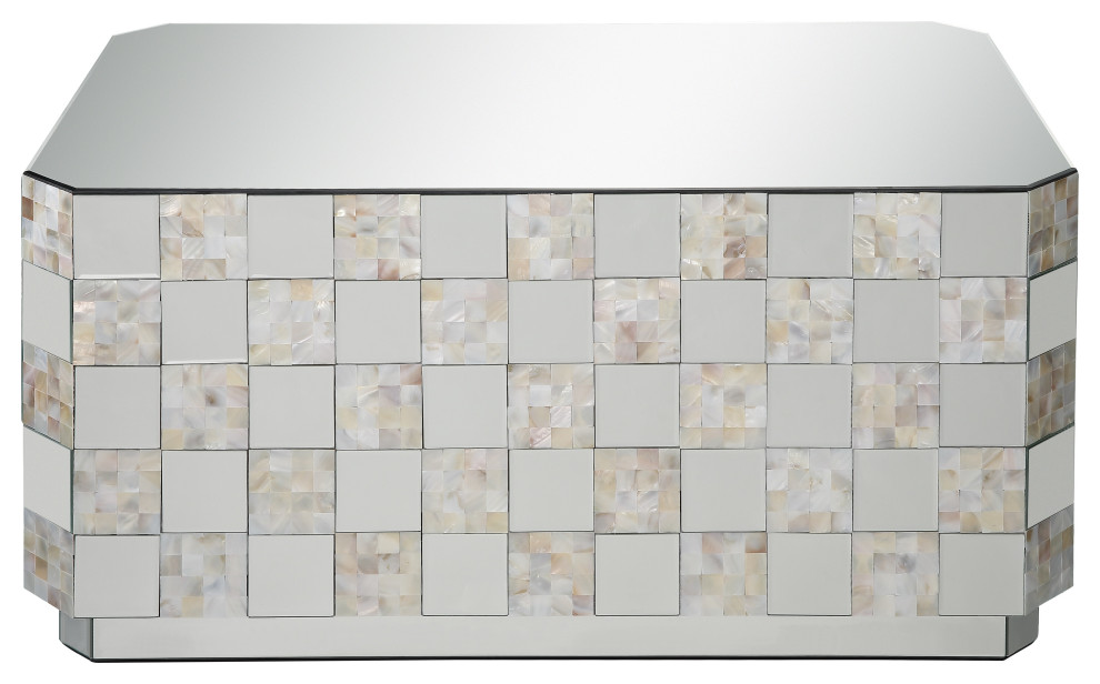 ACME Nasa Coffee Table  Mirrored/Mother of Pearl   Beach Style   Coffee Tables   by HedgeApple  Houzz