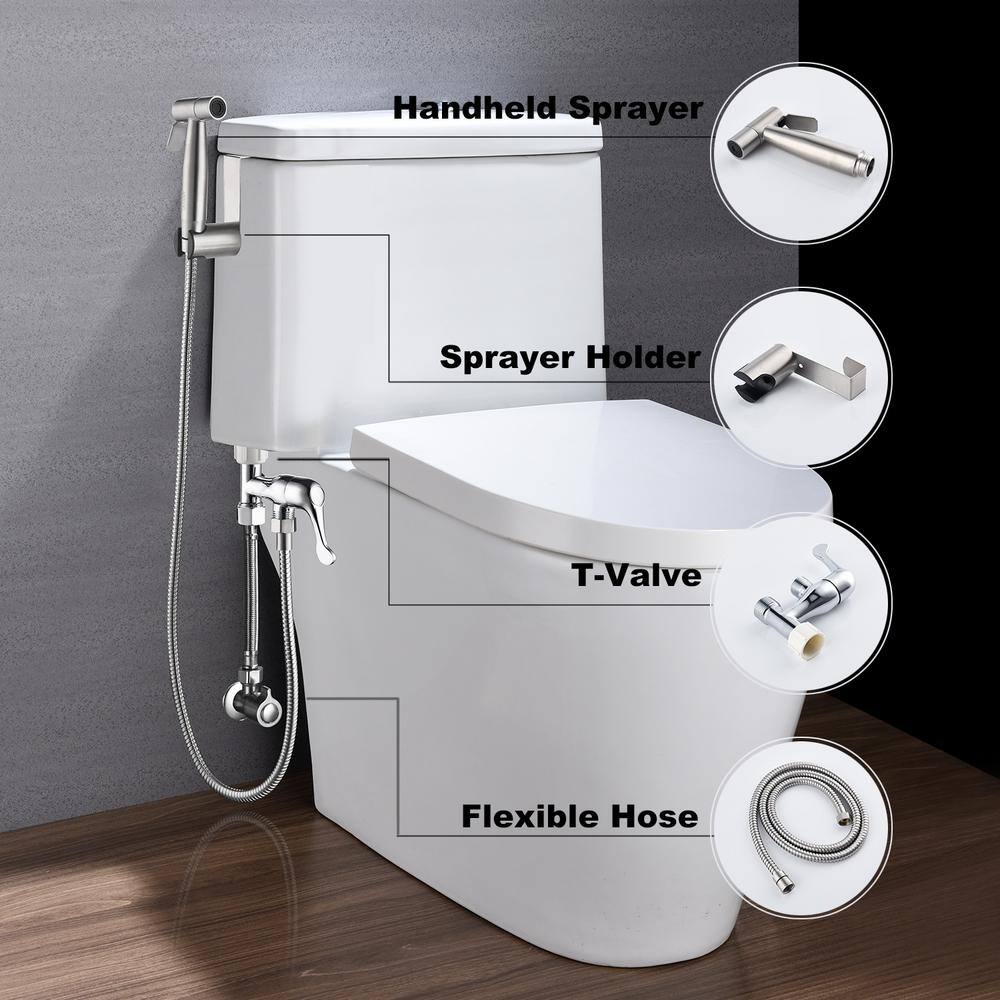 Amucolo Non-Electric Bidet Sprayer for Toilet Handheld Cloth Bidet Attachment Diaper Sprayer in. Sliver YeaD-CYD0-1NP