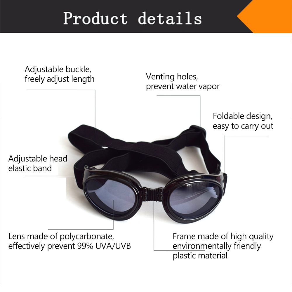 Dog Sunglasses Dog Goggles Pet Glasses UV Protection Sunglasses Adjustable Strap for Small Dog