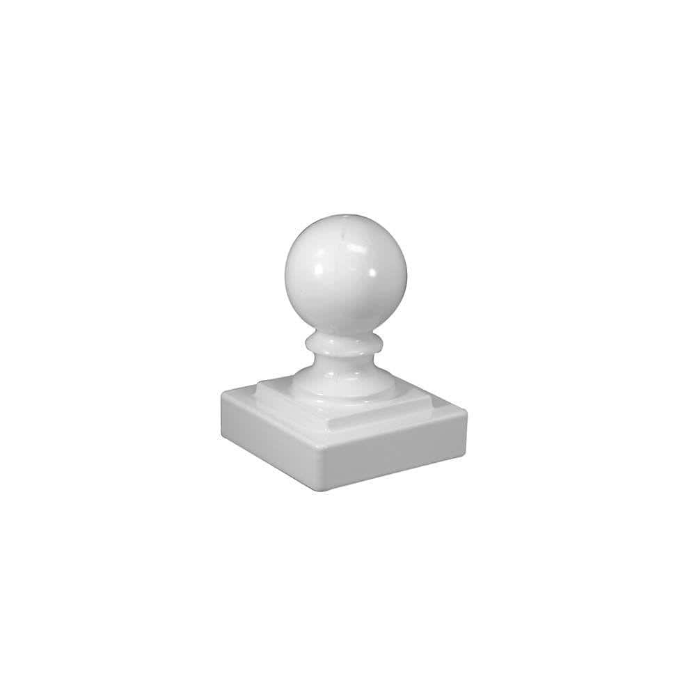 Barrette Outdoor Living 2 in. x 2 in. White Aluminum Ball Post Top 73010693