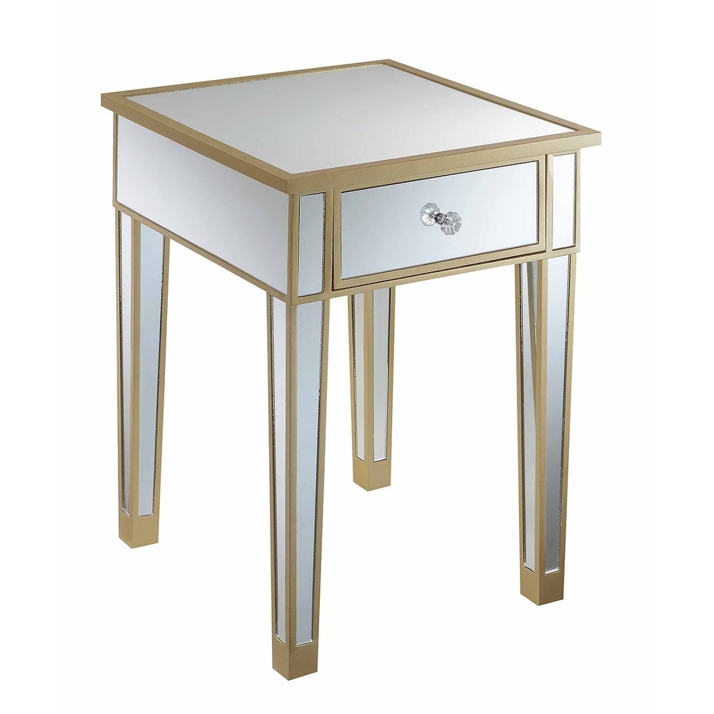 Convenience Concepts Gold Coast Mirrored 1 Drawer End Table