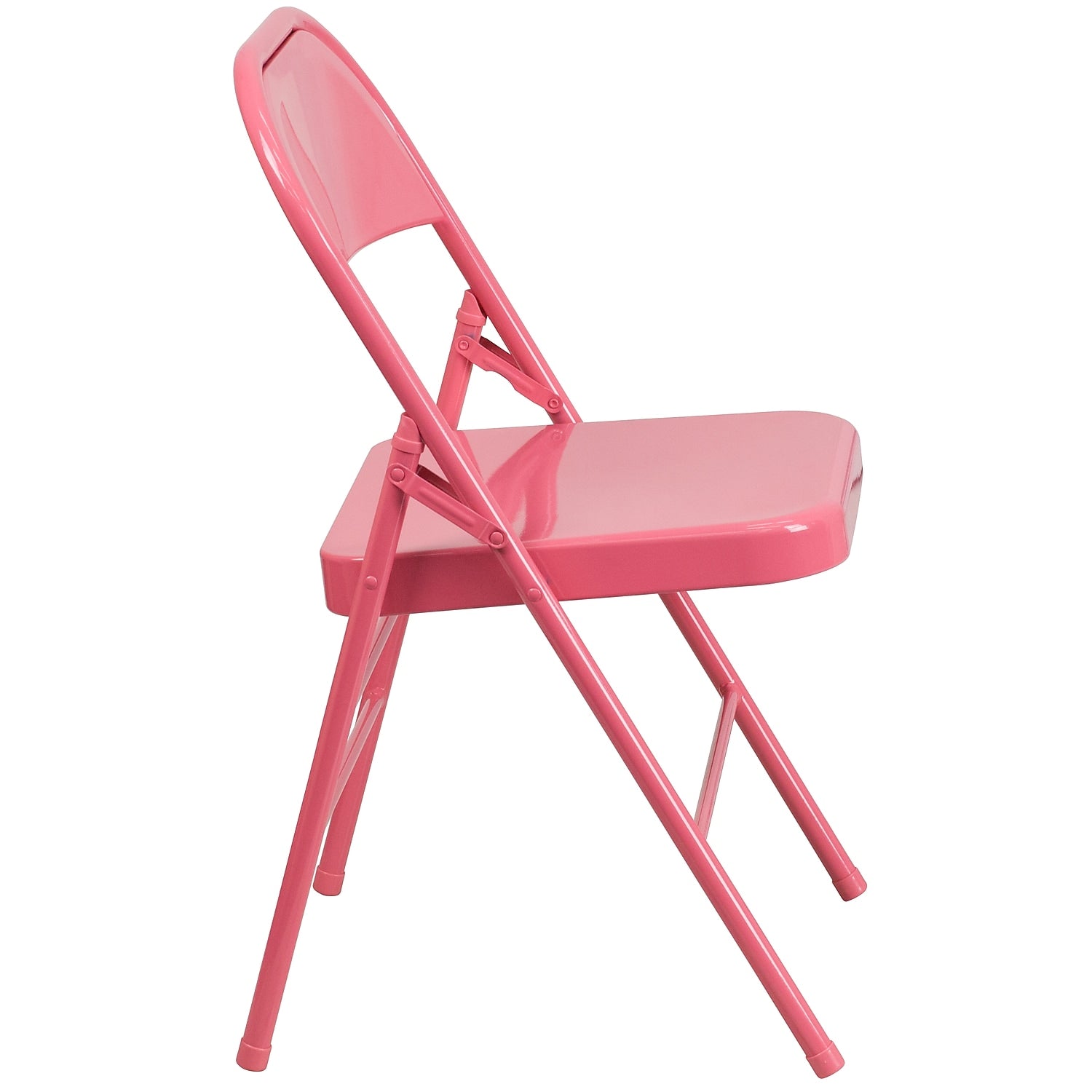 Flash Furniture HERCULES COLORBURST Series Metal Folding Chair Bubblegum Pink Set of 4 (4HF3PINK)