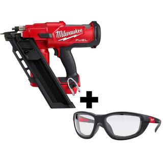 MW M18 FUEL 3-12 in. 18-Volt 30-Degree Lithium-Ion Brushless Framing Nailer and Performance Safety Glasses with Gasket 2745-20-48-73-2040