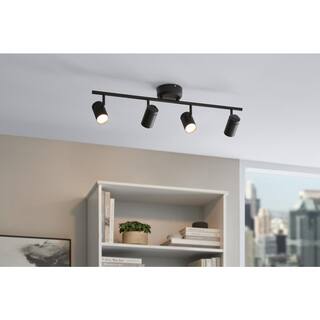 Hampton Bay Crosshaven 2.6 ft. 4-Light Black Hubspace Smart Color Tunable Integrated LED Fixed Track Ceiling Lighting Kit HBT41051RWA-43