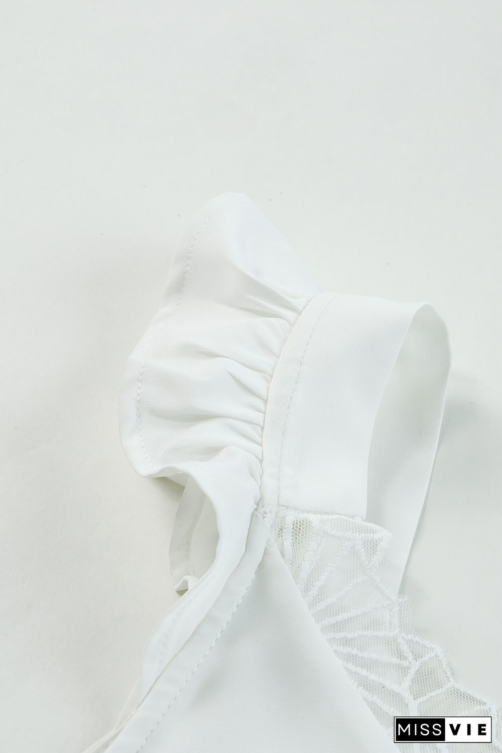White V Neck Lace Ruffle Tank Top
