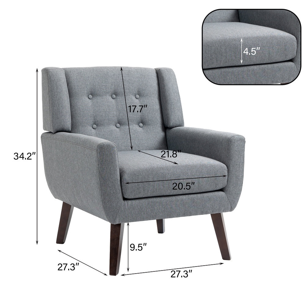 Modern Accent Chair Cotton Linen Upholstered Chair for Living Room