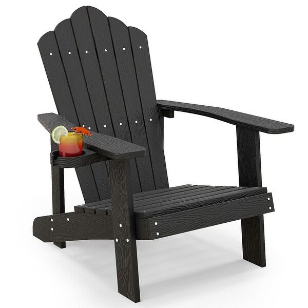 Gymax Patio HIPS Outdoor Weather Resistant Slatted Chair Adirondack