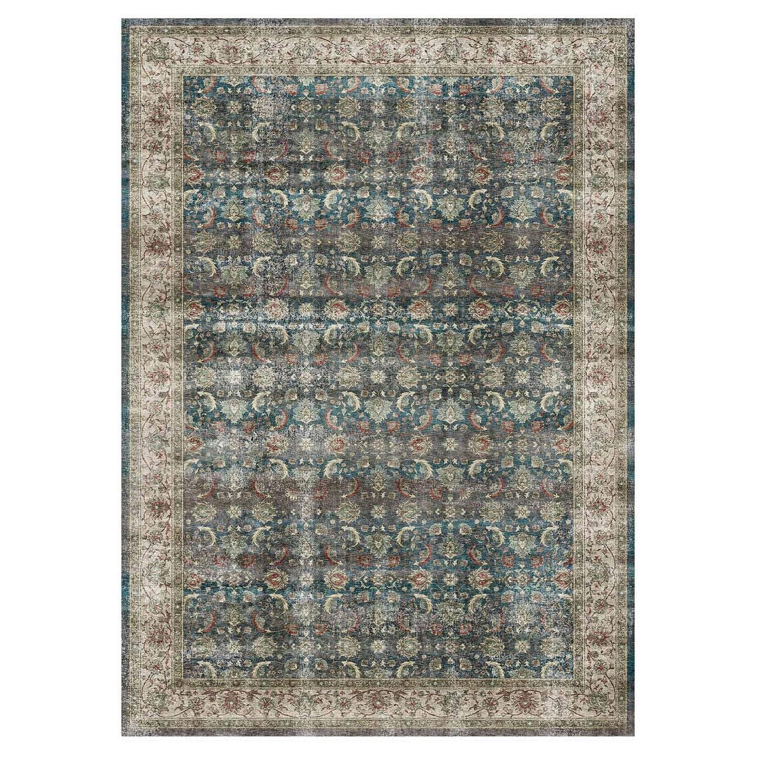 Vintage Area Rugs Machine Washable Non-Slip Ultra-Thin Foldable Multiple Sizes for Living Room Bedroom Kitchen