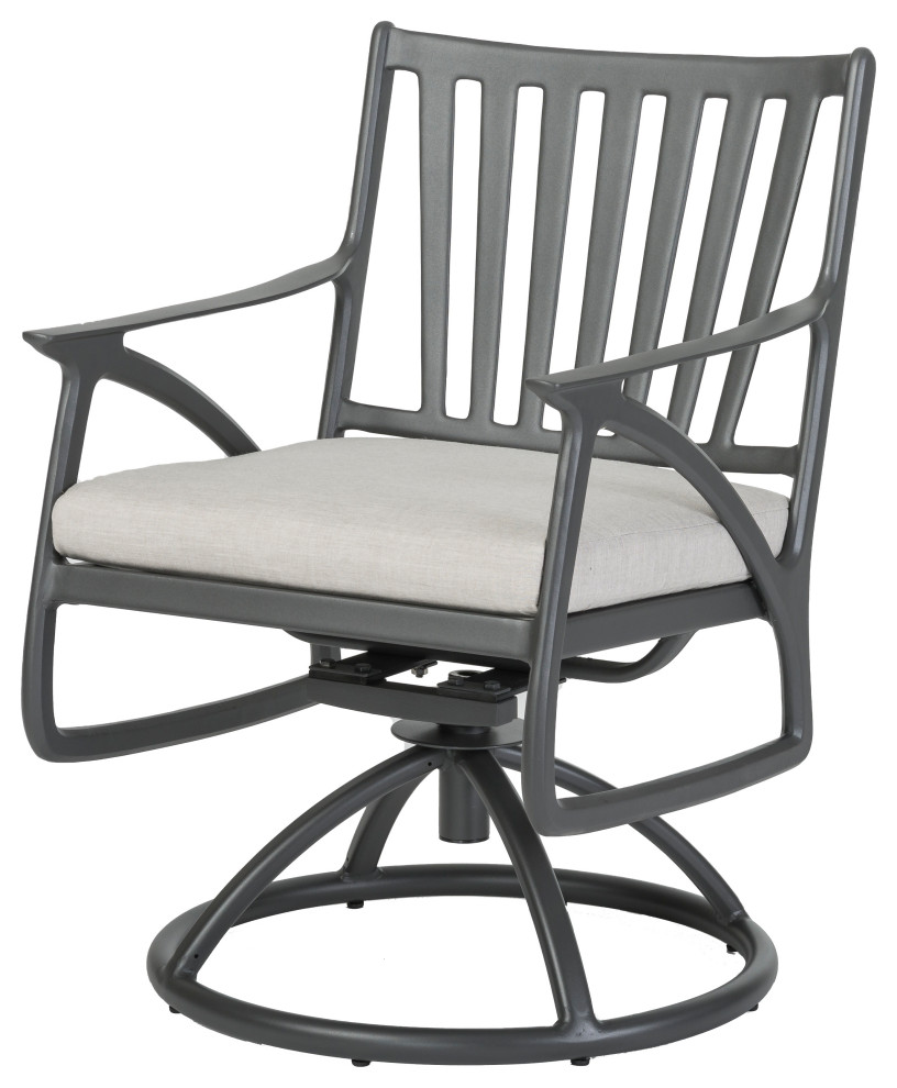 Amari Swivel Rockers  Set of 2  Carbon  Cast Silver   Transitional   Outdoor Rocking Chairs   by Gensun  Houzz