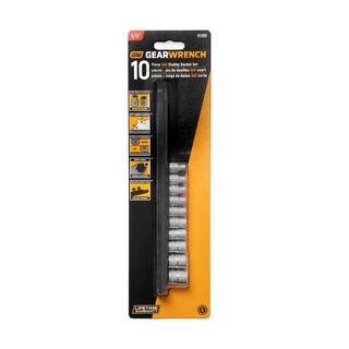 GEARWRENCH 14 in. Drive Low Profile 6-Point SAE Socket Set (10-Piece) 81395