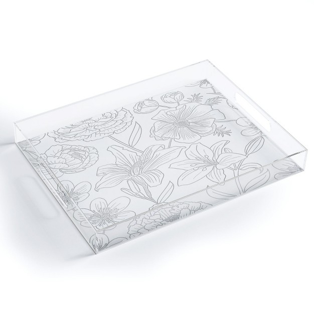 Emanuela Carratoni Line Art Floral Theme Acrylic Tray Deny Designs