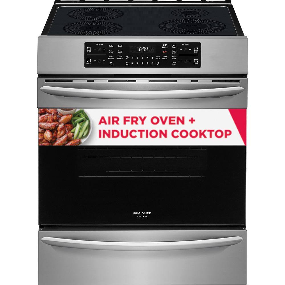 FRIGIDAIRE GALLERY 30 in. 4 Element Slide-In Induction Range in Stainless Steel with Convection and Air Fry FGIH3047VF