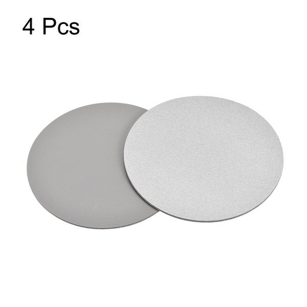 102mmRound Coasters PU Cup Mat Pad for Tableware Silver Tone 4pcs - Silver Tone